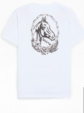 Brixton White Tee with Brown Horse Back Graphic NWT